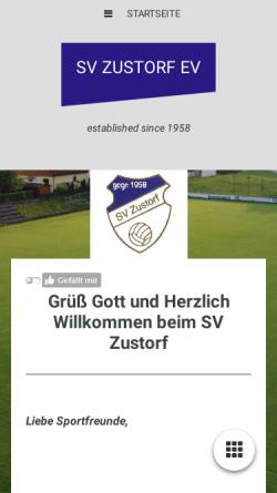 Vorschau der mobilen Webseite www.sv-zustorf.de, Sportverein Zustorf e.V.