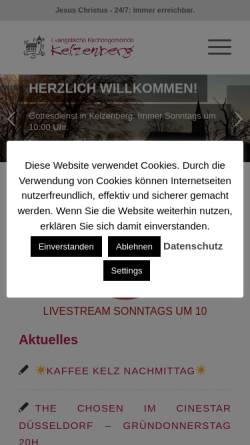 Vorschau der mobilen Webseite www.kirchekelzenberg.de, Evangelische Kirchengemeinde Kelzenberg