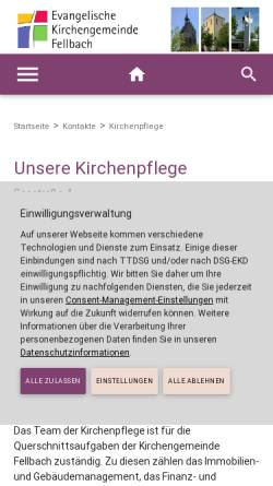 Vorschau der mobilen Webseite www.fellbach-evangelisch.de, Evang. Gesamtkirchengemeinde