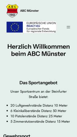 Vorschau der mobilen Webseite www.abc-muenster.de, Allgemeines Bürgerschützen-Corps der Stadt Münster 1842 e.V.