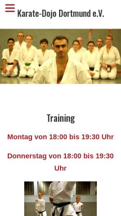 Vorschau der mobilen Webseite www.karate-dojo-dortmund.de, Karate Dojo Dortmund