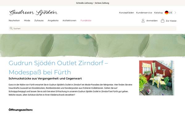 Vorschau von www.gudrunsjoden.com, Gudrun Sjödén Outlet Zirndorf