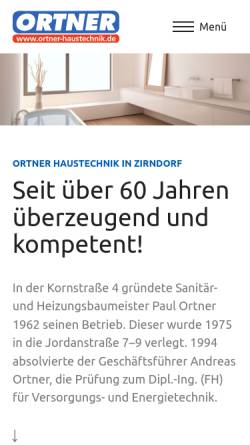 Vorschau der mobilen Webseite www.ortner-haustechnik.de, Paul Ortner Heizungsbau und Sanitärtechnik