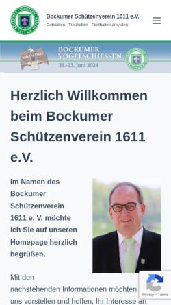Vorschau der mobilen Webseite www.bockumer-schuetzenverein.de, Bockumer Schützenverein 1611 e.V.