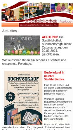 Vorschau der mobilen Webseite www.bibliothek-auerbach.de, Bibliothek Auerbach