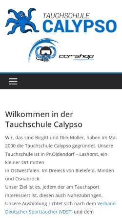 Vorschau der mobilen Webseite www.tauchschule-calypso.com, Tauchschule Calypso, Preußisch Oldendorf