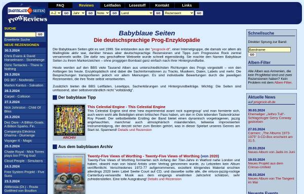 Vorschau von www.babyblaue-seiten.de, Babyblaue Progressive Rock Reviews