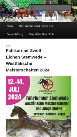 Vorschau der mobilen Webseite www.zwoelf-eichen.de, Friesengestüt und Fahrclub Zwölf Eichen, Stemwede - Drohne