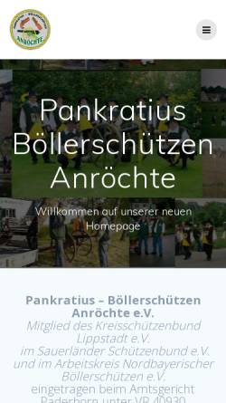 Vorschau der mobilen Webseite www.pankratius-boellerschuetzen.de, Pankratius Böllerschützen Anröchte e.V.
