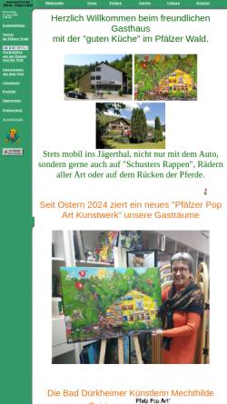 Vorschau der mobilen Webseite www.jaegerthal.de, Gaststätte Zum Jägerthal