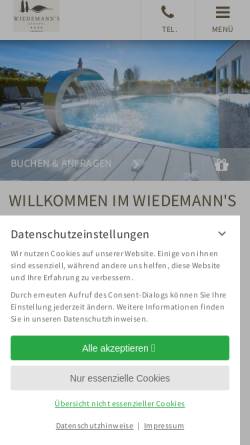 Vorschau der mobilen Webseite www.wiedemanns-weinhotel.de, Weinhotel am Rebenhang