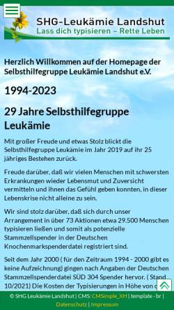 Vorschau der mobilen Webseite www.shg-leukaemie.de, Selbsthilfegruppe Leukämie Landshut e.V.