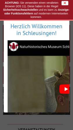 Vorschau der mobilen Webseite www.museum-schleusingen.de, Naturhistorisches Museum Schloss Bertholdsburg