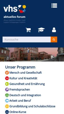 Vorschau der mobilen Webseite www.vhs-aktuellesforum.de, Aktuelles Forum Volkshochschule