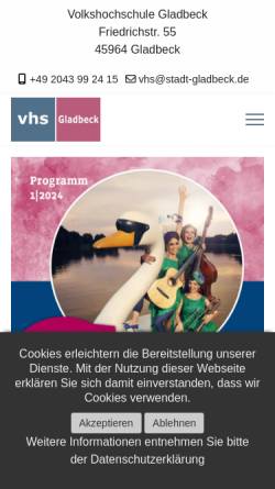 Vorschau der mobilen Webseite www.vhsgladbeck.de, Volkshochschule Gladbeck