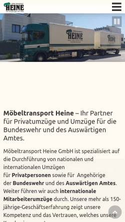 Vorschau der mobilen Webseite www.heine-umzuege.de, Möbeltransport Heine GmbH