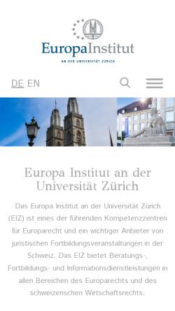 Vorschau der mobilen Webseite www.eiz.uzh.ch, Europa Institut Zürich (EIZ)