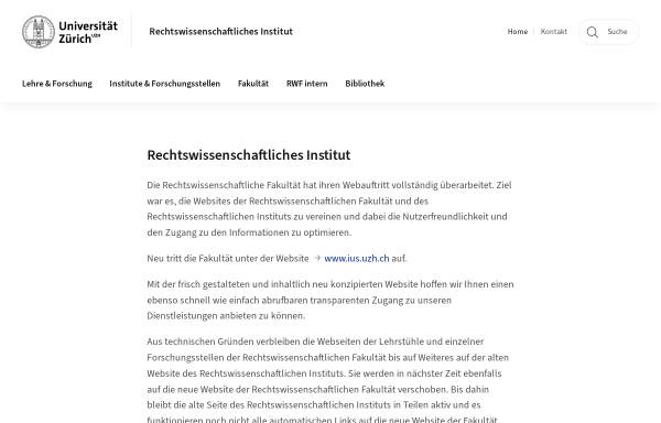 Vorschau von www.rwi.uzh.ch, Rechtswissenschaftliches Institut, Universität Zürich