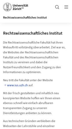 Vorschau der mobilen Webseite www.rwi.uzh.ch, Rechtswissenschaftliches Institut, Universität Zürich
