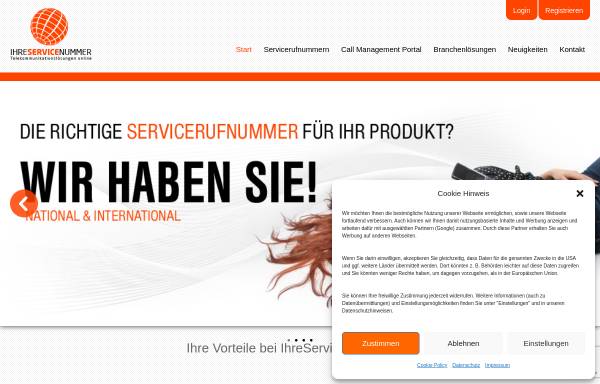 Vorschau von www.ihreservicenummer.de, QuestNet GmbH, Wolfgang Hutter
