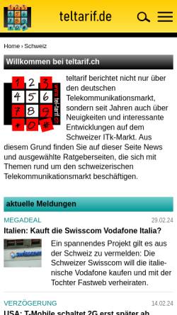 Vorschau der mobilen Webseite www.teltarif.ch, Teltarif.ch