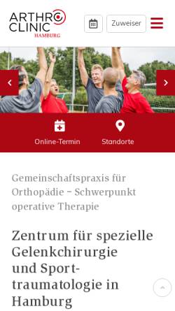 Vorschau der mobilen Webseite www.arthro-clinic.de, Arthro-Clinic