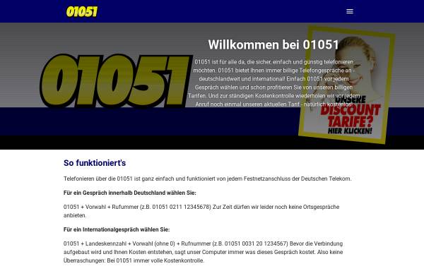 Vorschau von 01051.com, 01051 Telecom GmbH