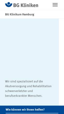 Vorschau der mobilen Webseite www.bg-klinikum-hamburg.de, Berufsgenossenschaftliches Unfallkrankenhaus Hamburg [BUK]