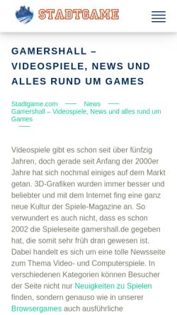 Vorschau der mobilen Webseite www.gamershall.de, Gamershall