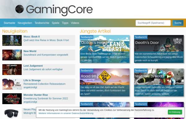 Vorschau von www.gamingcore.de, GamingCore