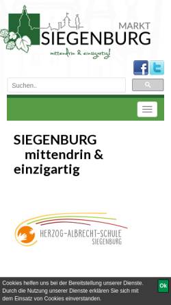 Vorschau der mobilen Webseite www.siegenburg.de, Markt Siegenburg