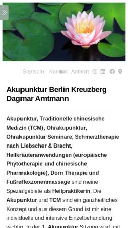 Vorschau der mobilen Webseite www.akupunkturpraxis-berlin.com, Akupunktur Berlin Kreuzberg Dagmar Amtmann