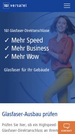 Vorschau der mobilen Webseite www.versatel.de, Versatel AG