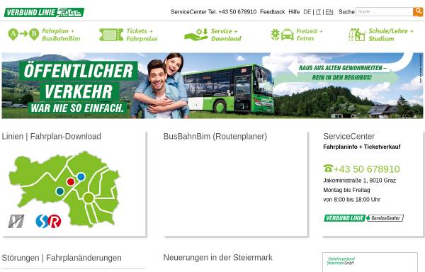Vorschau von www.verbundlinie.at, Verkehrsverbund Steiermark