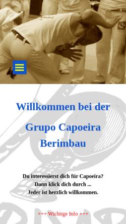 Vorschau der mobilen Webseite www.capoeiraberimbau.de, Grupo Capoeira Berimbau, Frankfurt/M.