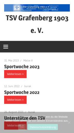Vorschau der mobilen Webseite www.tsv-grafenberg.de, TSV Grafenberg 1903 e.V.