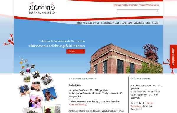 Vorschau von www.erfahrungsfeld.de, Erlebnisausstellungen Phänomania, Phänomenta und Erfahrungsfeld