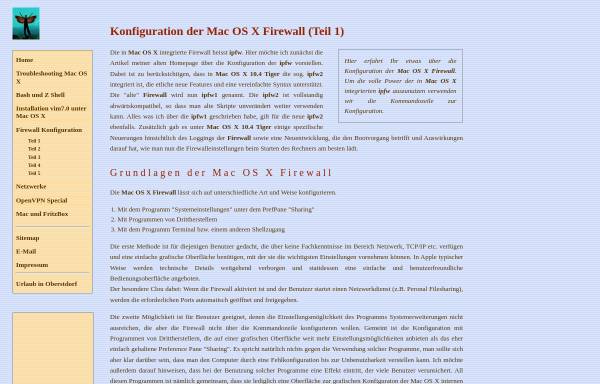 Vorschau von www.chaos-net.de, Konfiguration der Mac OS X Firewall