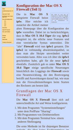 Vorschau der mobilen Webseite www.chaos-net.de, Konfiguration der Mac OS X Firewall