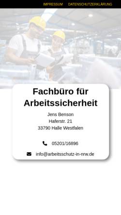 Vorschau der mobilen Webseite www.arbeitsschutz-in-nrw.de, Büro für Arbeitssicherheit Jens Benson