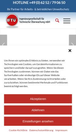 Vorschau der mobilen Webseite www.iftue.de, IFTÜ Ingenieurgesellschaft für Technische Überwachung mbH