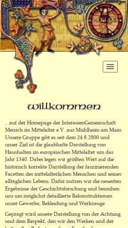 Vorschau der mobilen Webseite www.ig-mim.de, Interessengemeinschaft Mensch im Mittelalter e.V.