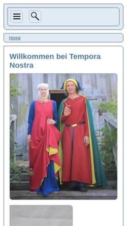 Vorschau der mobilen Webseite www.tempora-nostra.de, Tempora Nostra - Lebendiges Mittelalter
