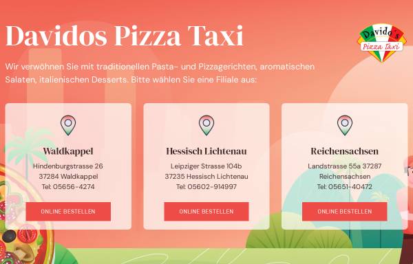 Vorschau von davidos-pizza.de, Davido´s Pizza Taxi