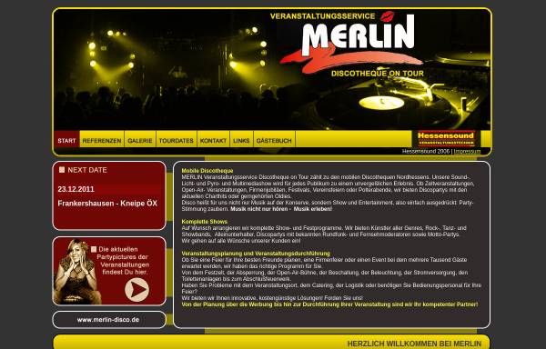 Vorschau von www.merlin-disco.de, Merlin - Hessensound Veranstaltungstechnik GmbH