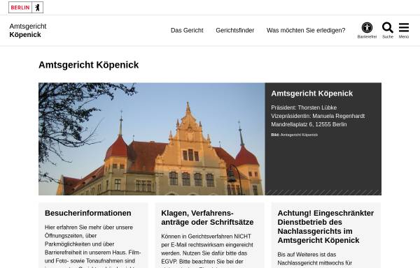 Vorschau von www.berlin.de, Amtsgericht Köpenick