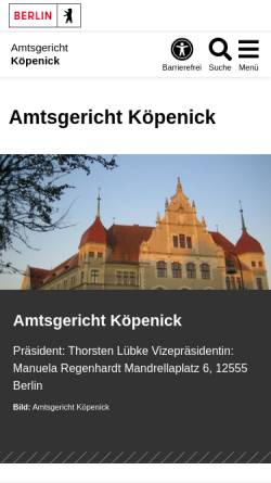 Vorschau der mobilen Webseite www.berlin.de, Amtsgericht Köpenick