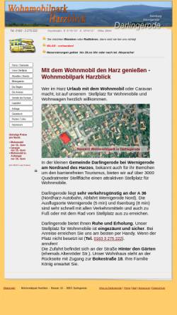 Vorschau der mobilen Webseite www.wohnmobil-harz.de, Wohnmobilpark Harzblick