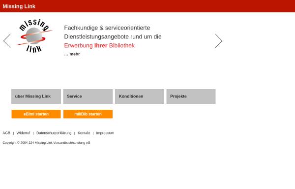 Vorschau von www.missing-link.de, Missing Link Versandbuchhandlung eG