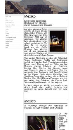Vorschau der mobilen Webseite www.mexico.ag.vu, Eine Reise durch das Hochland von Mexiko, durch Yucatan und Chiapas [Peter Belina]